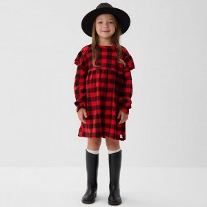 Платье детское с рюшами KAFTAN "Клеточка" размер 32 (110-116)