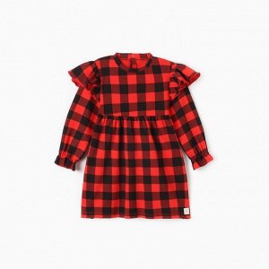 Платье детское с рюшами KAFTAN "Клеточка" размер 32 (110-116)