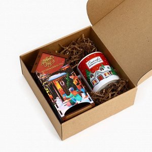 Подарочный набор новогодний «Тепло внутри, сказочно снаружи»: чайный домик, кружка, 20.5x20.5x10 см