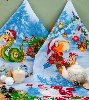 Полотенце вафельное кухонное 45*60 см Веселый праздник