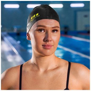 Шапочка для плавания взрослая ONLYTOP, силиконовая, обхват 54-60 см, цвет чёрный