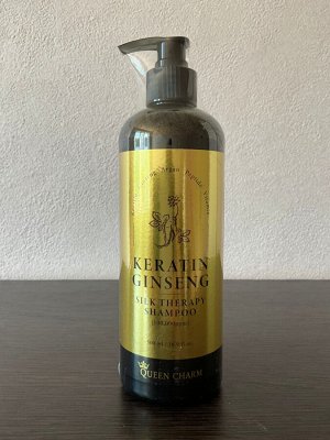 QUEEN CHARM Шампунь для волос с кератином и 10% экстрактом женьшеня, 500 мл