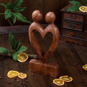 Сувенир дерево "Пара Сердце" коричневый цвет 30х16х4 см