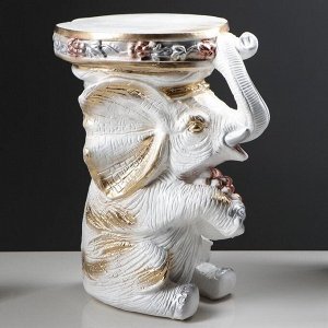 Подставка декоративная "Сидящий слон", белая, 42 см