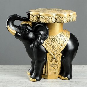 Подставка напольная "Слон" 34 см, черно-золотой
