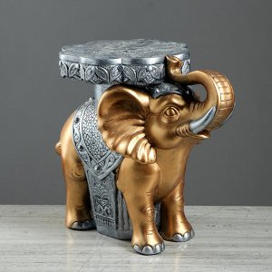 Подставка напольная "Слон" 34 см, золотистый, серебристый