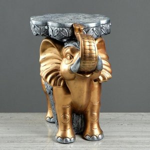 Статуэтка-подставка напольная "Слон", золотистый, серебристый, 34 см