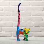Сувенир дерево &quot;Кошечка радужная&quot; 11х3,5х30 см