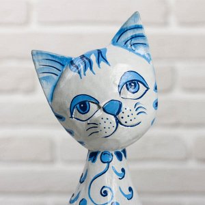 Сувенир «Кошка с синей росписью», 9x4.5x30 см, дерево