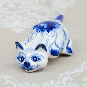 Сувенир "Кошка Соня свисающая", гжель, фарфор, 8х16 см