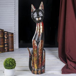 Сувенир дерево "Кошка с красным узором" 5х14х60 см