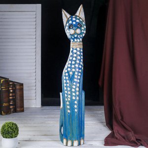 Сувенир дерево "Синяя пятнистая кошка" 6х13х80 см