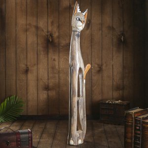 Сувенир дерево "Кошка с ошейником из страз и ромбиком" 100х16х7 см