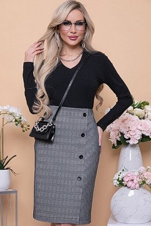 Юбка 2646 Юбка из трикотажного полотна полуприлегающего,прямого силуэта.По переду разрез  и имитация застежки.Пояс регулируется резиной по спинке.
60% вискоза,35% п/э,5% лайкра