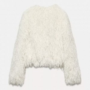 Куртка из ткани с блестящей нитью и бахромой, белый | 8551/965