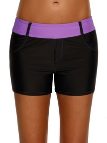 Черно-лиловые спортивные шорты "под джинс"