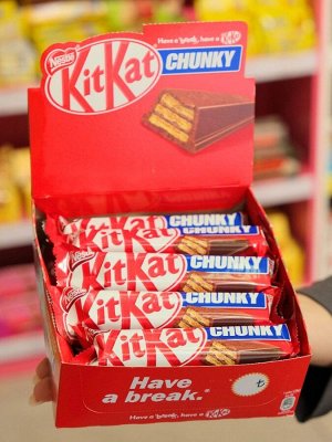 Вафельный батончик Kit Kat Chunky / Kit Kat из Европы / Кит Кат с молочным шоколадом и хрустящей вафлей / КитКат 40 гр