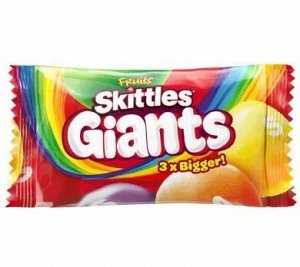 Гигантское жевательное драже Skittles Giants со вкусом фруктов / Драже скитлс гигантские конфеты 45 гр