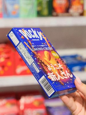 Хрустящее печенье в молочном шоколаде с миндалем Pocky Almond Crush / Палочки Покки миндаль в шоколаде 66 гр Японские сладости