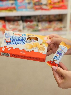 Вафельные батончики с ореховой начинкой Kinder Happy Hippo Hazelnut / Киндер Хеппи Хиппо бегемотики 104 гр