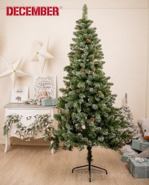 Новогодняя елка / Ель искусственная (B2-210) [ПВХ 210см, вет. 537шт, 7 ярусов, иней, шишки]