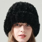 Плюшевая вязанная шапка, черная