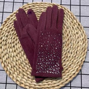 COSMOСOLLECTION_WEAR Перчатки со стразами с сенсорным пальцем, черные