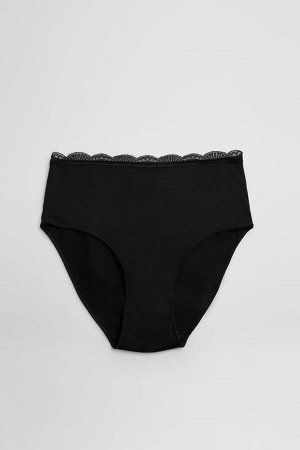 19684 High waist Трусы слипы Белый, Телесный, Черный