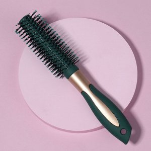 Брашинг, прорезиненная ручка, d=2/4?23(±1) см, цвет зелёный/золотистый