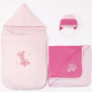 Комплект детский (конверт, плед, шапочка), рост 74 см, цвет розовый 40-8505 _М