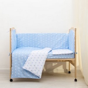 Борт в кроватку "Мечта", из 4-х частей, чехлы съемные, цвет голубой, бязь хл100%