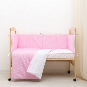 Борт в кроватку "Ноченька", из 4-х частей, чехлы съемные, цвет розовый, бязь хл100%