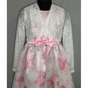Праздничное платье для девочки белый, розовый, золото
