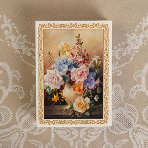 Шкатулка «Букет цветов в вазе», белая, 10?14 см, лаковая миниатюра