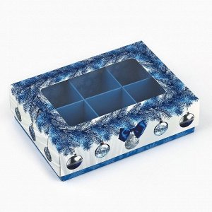 Коробка складная под 6 конфет новогодняя «Морозная роскошь», 13.5*9.5*3.5 см