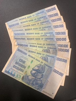 Зимбабве one million dollars синяя 1 млн долларов