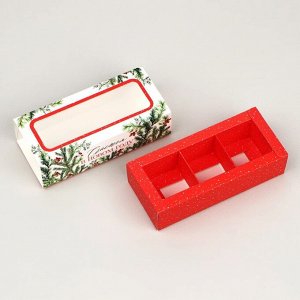 Коробка под 3 конфеты с ячейками «Счастье», 13.3 х 3.3 х 5.8 см