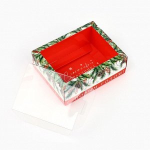Коробка складная с пластиковой крышкой «Тепла и уюта», 11.5 х 9 х 4 см, Новый год