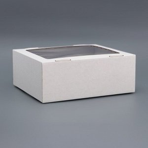 Коробка сборная, крышка-дно "белая" с окном 25х21х10 см