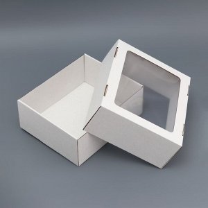 Коробка сборная, крышка-дно "белая" с окном 25х21х10 см
