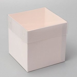 Коробка для цветов с PVC крышкой, 12 х 12 х 12 см, белая