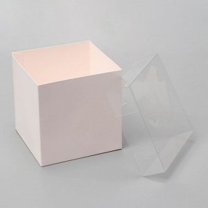 Коробка для цветов с PVC крышкой, 12 х 12 х 12 см, белая