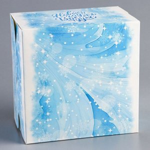 Коробка под бенто - торт с окном «С Праздником!», 15.5*15.5*10 см