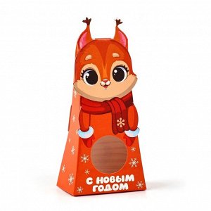 Коробка новогодняя складная с окном «Белочка», 6*13.5*3.5 см