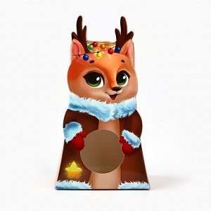 Коробка новогодняя складная с окном «Оленёнок», 9*16.5*6 см