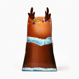 Коробка новогодняя складная с окном «Оленёнок», 9*16.5*6 см