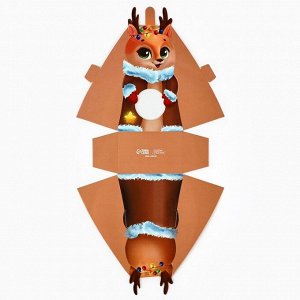 Коробка новогодняя складная с окном «Оленёнок», 9*16.5*6 см