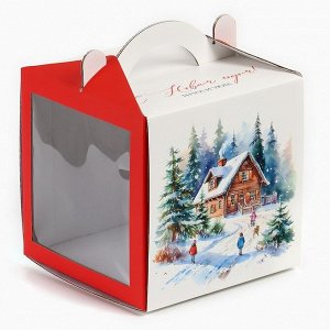 Коробка кондитерская с окном, сундук, «Тепла и уюта», 20 х 20 х 20 см