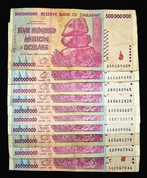 Зимбабве five hundred million dollars фиолетовая 500 млн долларов