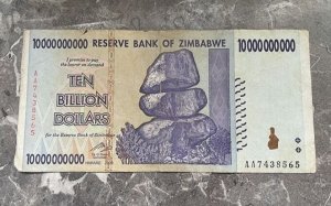 Зимбабве ten billion dollars голубая 10 млрд долларов